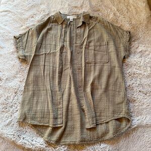 Anthropologie cloth and stone plaid button down short sleeve top size XS